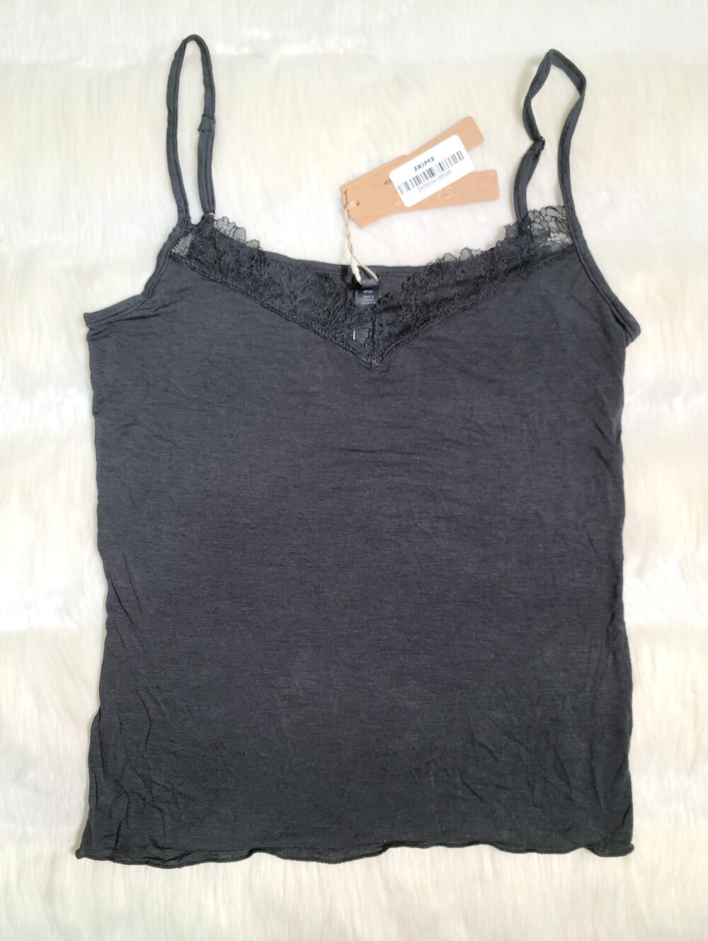 SKIMS Sheer Modal Lace Cami Black Onyx Women Small NEW